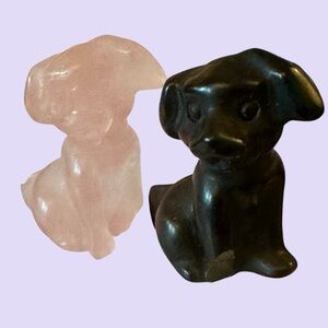 Rose Quartz and Black Obsidian (One) Disabled Crystal Dog